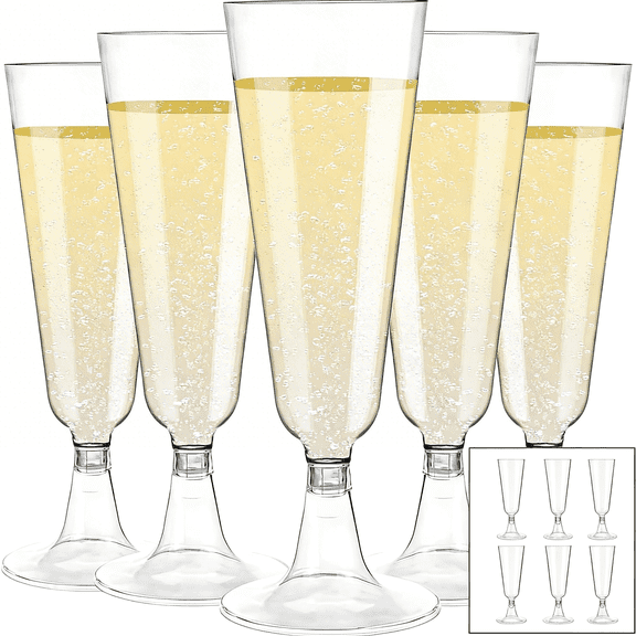 Elegant Disposable Champagne Flutes For Festive Celebrations And Events Sparkling Gold Glitter Design Kitchen Dining Bar 6PCS