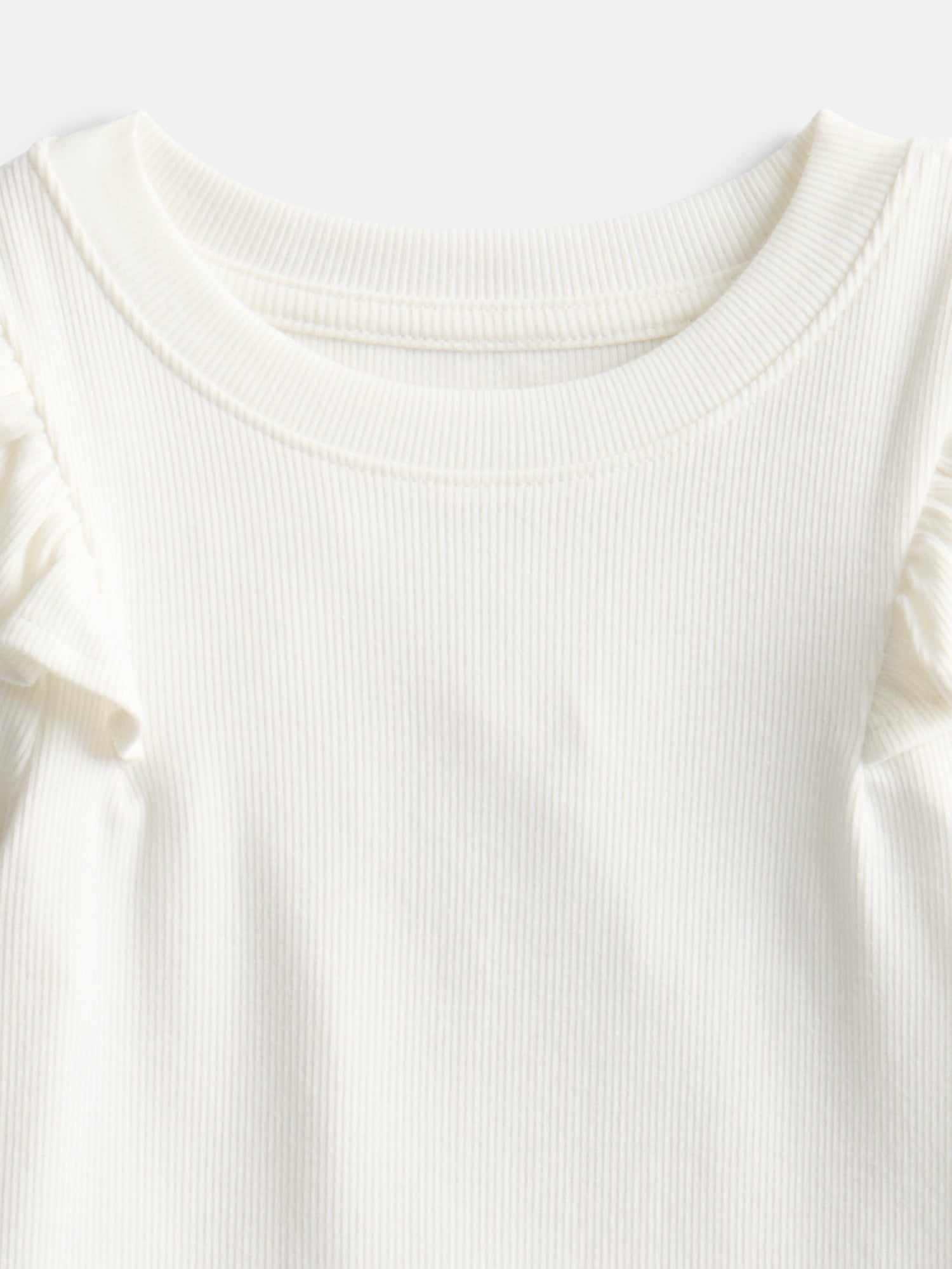 Wonder Nation Girls Rib Knit Top with Long Ruffle Sleeves, Sizes 4-18 & Plus