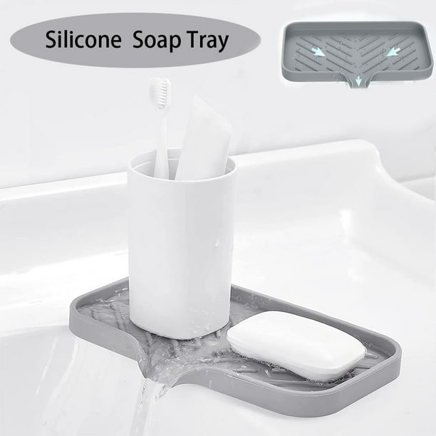 Silicone Kitchen Soap Tray, Sink Tray for Kitchen Counter/Soap Bottles