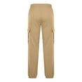thumbnail image 3 of ZQUUVOU Mens Jogger Cargo Pants Solid Color Pocket Drawstring Elastic Waist Trousers Khaki, 3 of 6