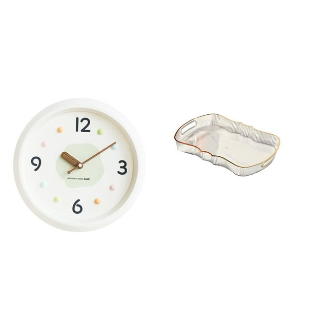 Reloj de pared decorativo, elegante, silencioso, redondo, de polipropileno, con bandeja rectangular, ideal para sala de estar, dormitorio, oficina y f