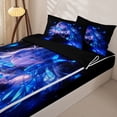 thumbnail image 3 of Homewish Kawaii Japanese Girl Zipper Twin Comforter Sets with Fitted Sheet and 2 Pillowcases,Blue Wild Butterfly Zipper Bedding Set For Kids,Reversible,4-Piece, 3 of 7