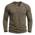 thumbnail image 4 of hoksml Men's Henley Crew Neck Long Sleeve T Shirt Contrast Stitch Chest Pocket Slim Stretch Top for Outdoor Work Daily Casual Wear, 4 of 6