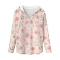 thumbnail image 5 of DISNIMO Flower Printed Hoodies for Women Long Sleeve Pullover Tops V Neck Sweatshirts Trendy Hooded Sweatshirt, S, 5 of 7