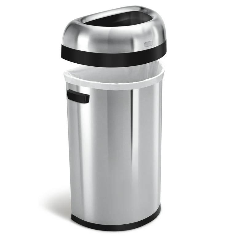 simplehuman Large Semi-Round Open Top Garbage Can, 60L/15.9Gal