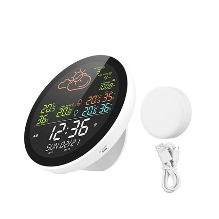 Weather Station with Clock Temperature & Humidity Meter Large Weather Clock Temp Humidity Gauge ,Real-Time