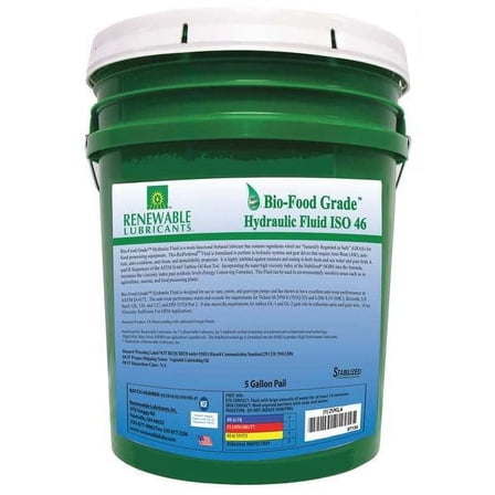 Renewable Lubricants Bio-FG Hydraulic Fluid,5 gal,ISO 46 87134