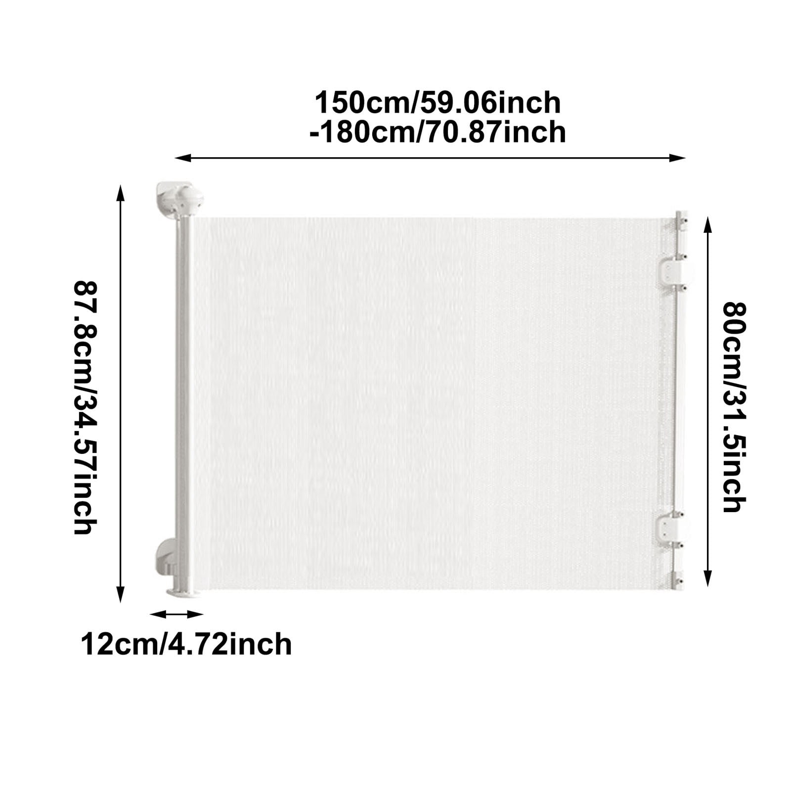 No Drill Retractable Dog Gate, Foldable Safety Pet Barrier for Doorways Stairs Hallways, Weather Resistant Indoor Outdoor Puppy Fence with Easy Installation(White,150X87CM)