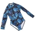 thumbnail image 3 of Maillot de Bain une Pièce Femme Manches Longues Imprimé Feuille Fleur Colorée Fermeture Éclair Surf m, 3 of 6