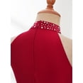 thumbnail image 6 of Alvivi Kids Girls Rhinestones Sleeveless Mock Neck Ice Skating Ballet Latin Dress Leotards Burgundy 6, 6 of 7
