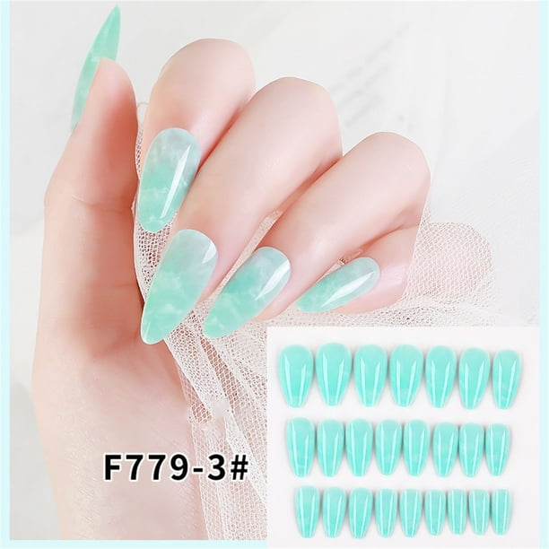 Uñas postizas a presión, regalos para mujeres, nuevas uñas postizas reutilizables desmontables con punta larga, parches para usar, fijas y fáciles de usar.