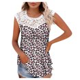 thumbnail image 1 of Camiseta sin mangas de encaje con estampado de mujer Camiseta sin mangas de empalme de cuello redondo Camiseta ligera y cómoda delgada OAVQHLG3B Store  lin121212, 1 of 5
