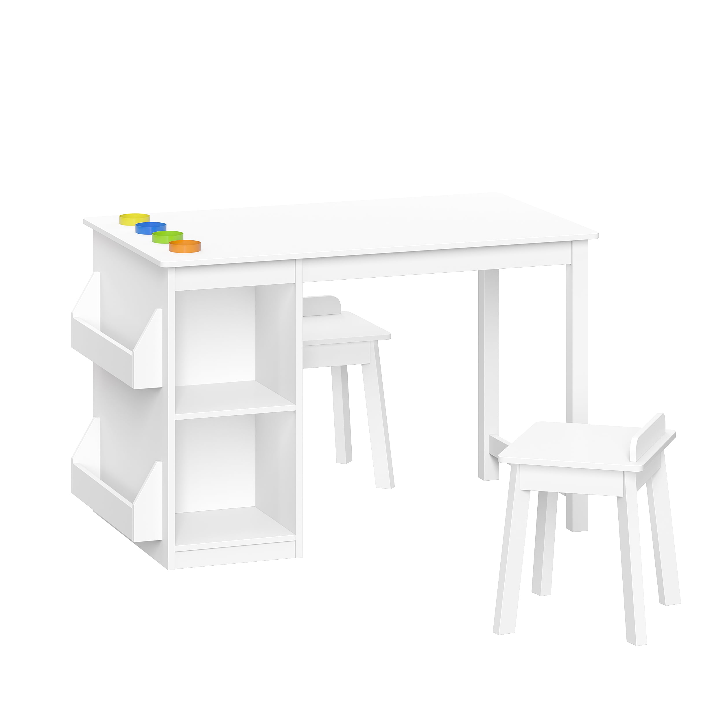RiverRidge Kids Playroom Art Activity Table with 2 Cubbies, 2 Bookracks and 2 Chairs