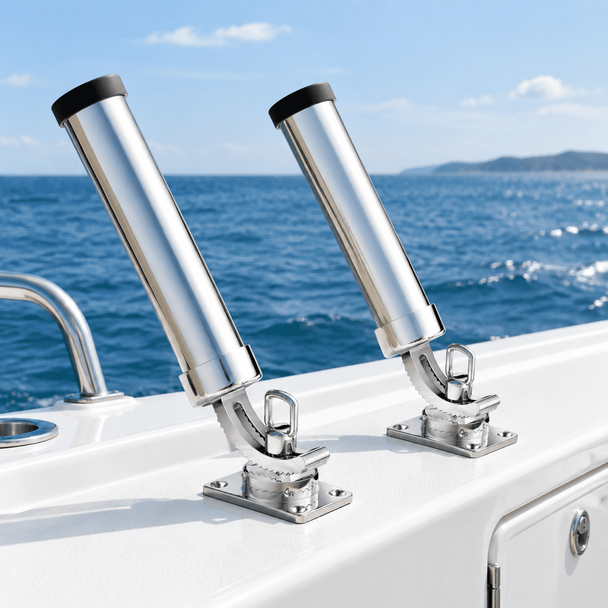 2 Pack 360 Degree Adjustable 316 Stainless Steel Marine Boat Fishing Rod Holders