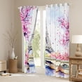 thumbnail image 3 of Homewish Paris Eiffel Tower Black Out Curtains for Teen, Pink Cherry Blossoms Curtains Pack of 2 (42x63 Each), Chic Watercolor Bedroom Curtains, Black Out Curtains Decor, 3 of 6