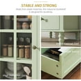 thumbnail image 4 of Tall Narrow Sideboard Buffet Cabinet with Storage, 52" Kitchen Pantry Storage Cabinet with 2 Glass Doors and 2 Drawer, Coffee Bar Unit Display Hutch (Tall Green), 4 of 14