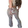 thumbnail image 3 of Femmes Taille Haute Pantalon Évasé Pantalon Slim Femme Grande Taille Rétro Imprimé Floral Bas Jaune S, 3 of 6