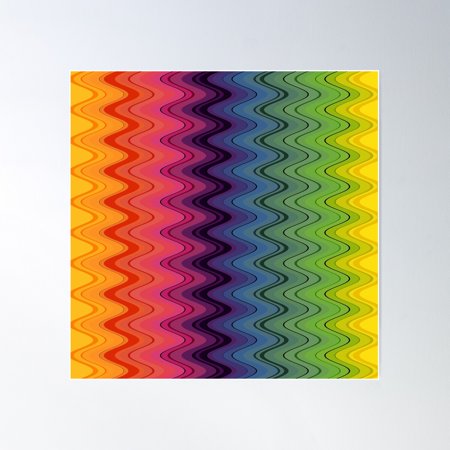 Rainbow Waves Pattern Vertical Poster Wall Art, Modern Wall Decor For Living Room Bedroom, 24x24 UNFRAMED