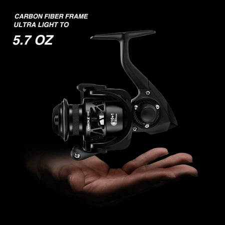Carbon X Spinning Reels Light to 5.1oz Carbon Frame and Rotor 33LBs Max Drag 10+1 Shielded BB 5.2:1/6.2:1 Ratio Smooth Powerful Saltwater Freshwater Spinning Reel
