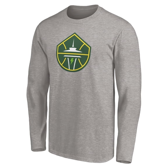 Men's Heathered Gray Seattle Storm Primary Logo Long Sleeve T-Shirt