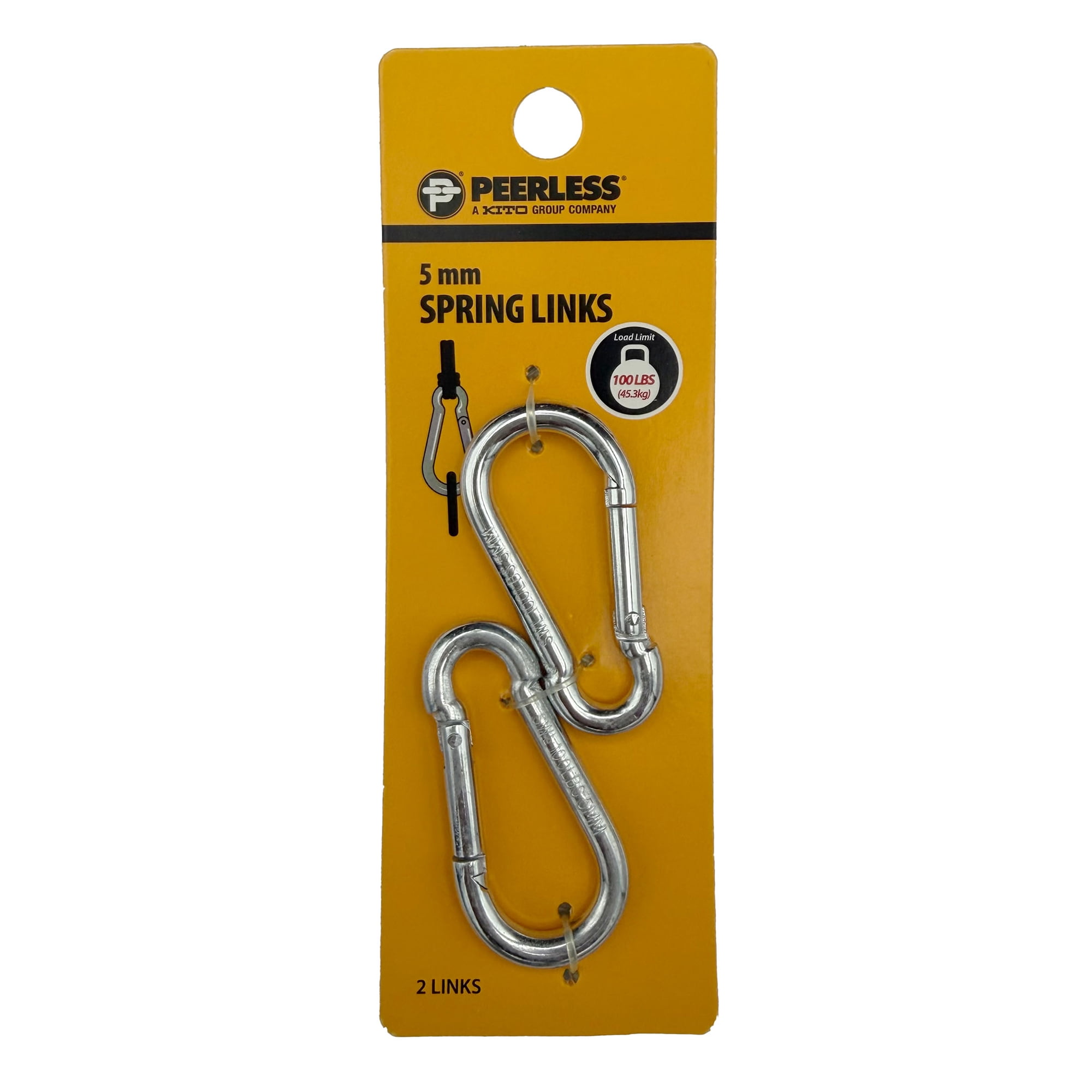 5mm Spring Links, 2 Pack, Zinc, Peerless Chain Company, #4712838