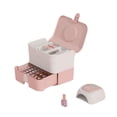 thumbnail image 1 of Cosmetic Storage Box, Portable Compartment Design Dustproof Cosmetic Storage Box 2 Layers Drawer Large Capacity Makeup Storage Box with Handle for Nail Polish Nail Art, 1 of 8