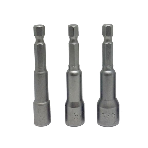 MTP ®  Pack of 3  Magneti 1/4" 5/16" 3/8"   Nut Driver Set Quick Rapid Release Hex Shank For Power Drill Setter