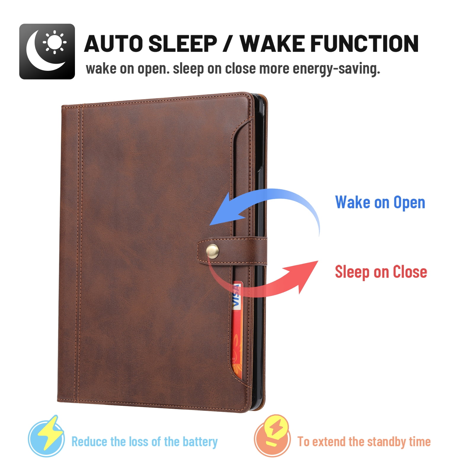 Dteck for iPad Air 13 Inch Case M2(2024), iPad Pro 12.9 Case 2022/2021/2020/2018, Premium Front Pocket Leather Business Folio Stand Cover with Built-in Pencil Holder Auto Wake Sleep,Coffee