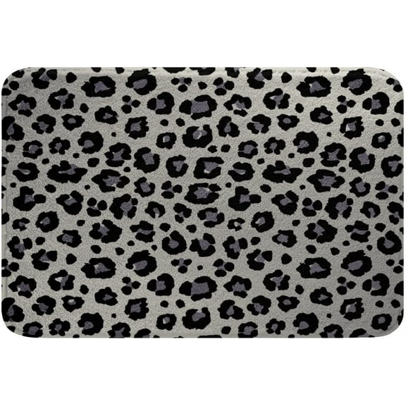 Leopard Print Bath Mat for Girls Boys Children Grey Black Cheetah Print Area Rug Carpet Decorative Africa Animal Wildlife Non Slip Bathroom Rug Mat Safari Skin Texture Soft Shaggy Doormats 16"x24"
