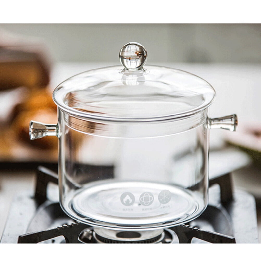 Creative Transparent Heat-Resistant Glass Stewing Pot Household Soup Milk Boil  Water Pot Gas Stove Binaural Salad Bowl Tableware
