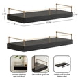 thumbnail image 5 of Kate and Laurel Havina Modern Natural Floating Shelves with Rail, Set of 2, 24 x 8, Black and Gold, Functional Nursery Book Shelves or Bathroom Shelf Decor for Over Toilet Storage and Display, 5 of 8