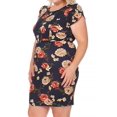 thumbnail image 4 of Women's Plus Size Floral Work Dresses Short Sleeve Round Neck with Belt, 4 of 6