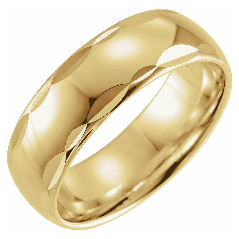 Diamond2Deal - 14k Yellow Gold 7 mm Scalloped Edge Wedding ...