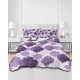 thumbnail image 2 of Twin Quilt Bedding Set, Purple Geometric Moroccan Reversible Summer Quilt 3 Pieces, Abstract Art Purple Ombre Modern Lightweight Bedspreads Coverlets with 2 Pillow Shams for All Seasons, 2 of 5