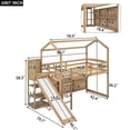thumbnail image 3 of Twin Size House Loft Bed with Storage Shelves and Light, Wood Kids Loft Bed with Slide and Storage, Twin Playhouse Bed with Climbing Ramp, for Boys, Girls, No Box Spring Required, Wood Color, 3 of 9