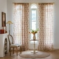 thumbnail image 4 of PixelForge Floral Curtains 84 inch Linen Farmhouse Curtains for Living Room,Flower Patterned Light Filtering Bedroom Window Curtain,1 Panel,Beige, 4 of 6