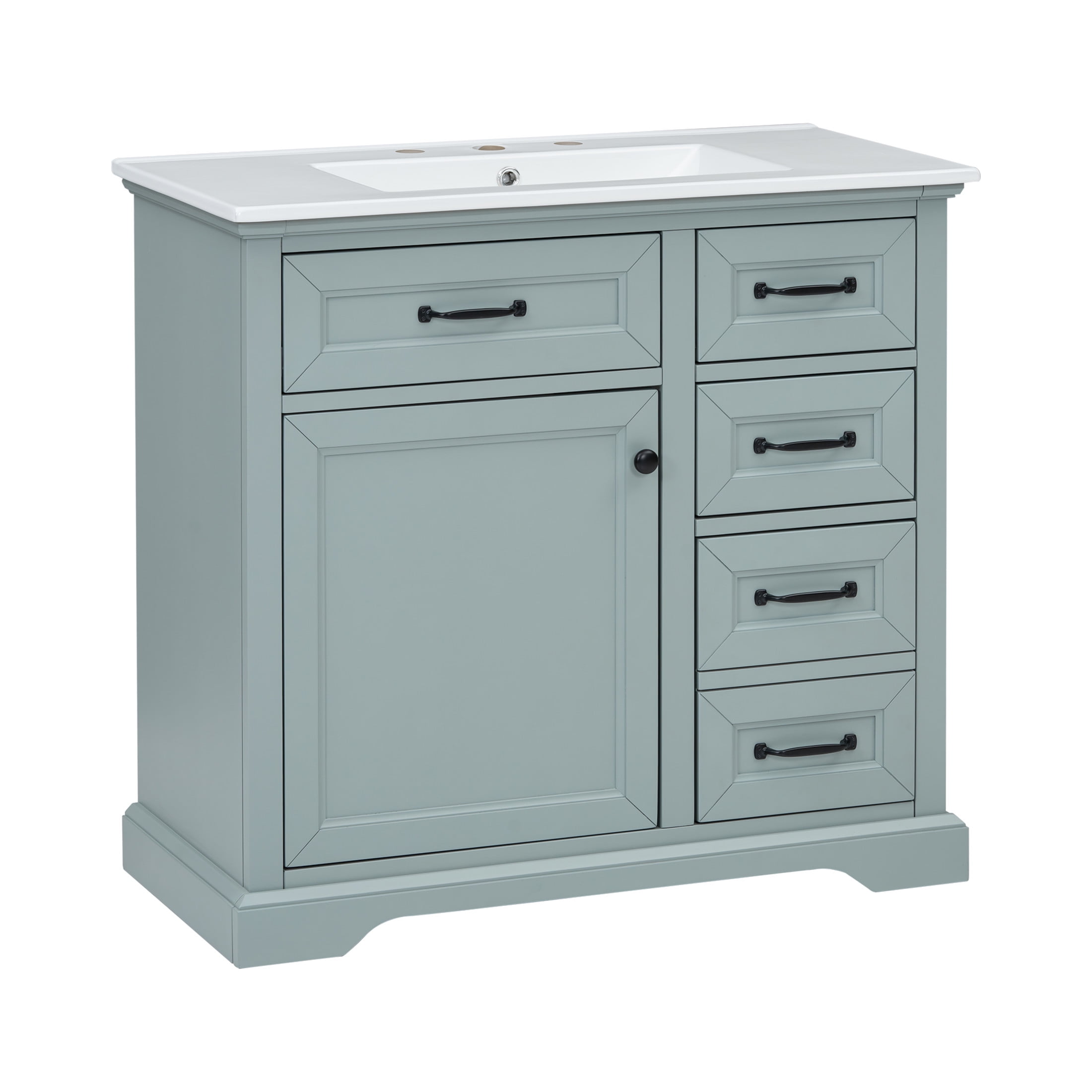 Christopher Knight Home 36" Bathroom Vanity with Sink, Tip-out Drawers, Soft-Close Doors, Grey