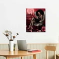 thumbnail image 2 of COMIO Black Woman Pink Stuff Canvas Poster Framed Wall Art African American Modern Black Girl Picture Painting Print Artwork for Bedroom Living Room Home Office Decor, 2 of 4
