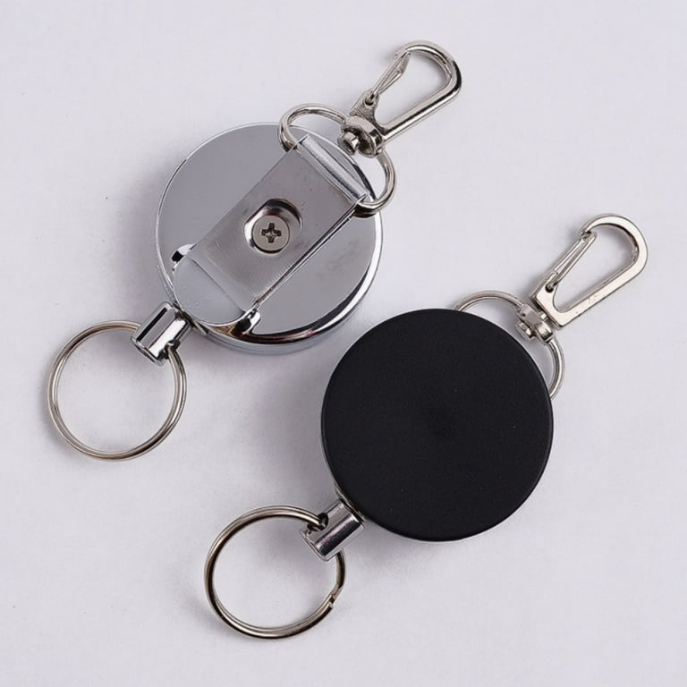 3 Styles Retractable Keyring Metal Wire Keychain Clip Pull Recoil Sporty  Key Ring Anti Lost ID Card Holder Key Chain 