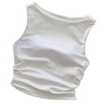 thumbnail image 2 of Tank Top for Women Boat Neck Sleeveless Athleisure Slim Fit Side Ruched Stretchy Breathable Basic Layered Look Activewear Crop Top, 2 of 6