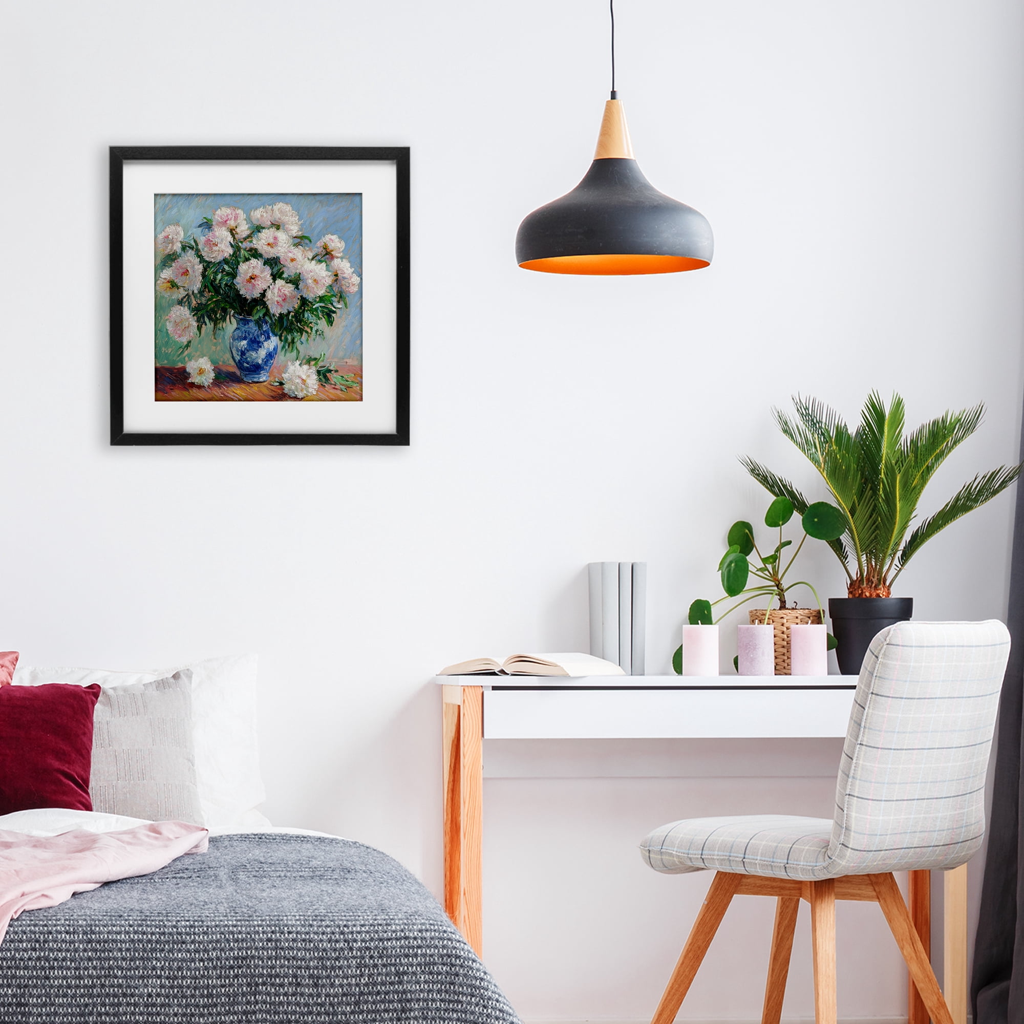Stupell Industries Peonies in Blue Vase Black Framed Print Under Glass, design by Tina LeCour
