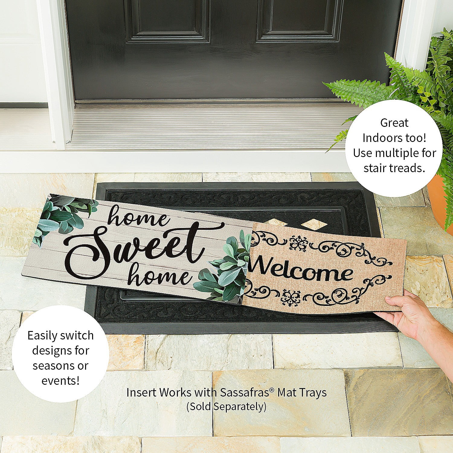 Evergreen Home Sweet Home Eucalyptus Sassafras Indoor Outdoor Switch Doormat 1'10"x10" Multicolored