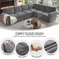 thumbnail image 4 of LLappuil Sectional Sofa, Pull Out Sofa Bed King Size, 6 Seat Chenille Sofa Couch Convertible Sleeper Sofa Bed for Living Room Light Gray, 4 of 8