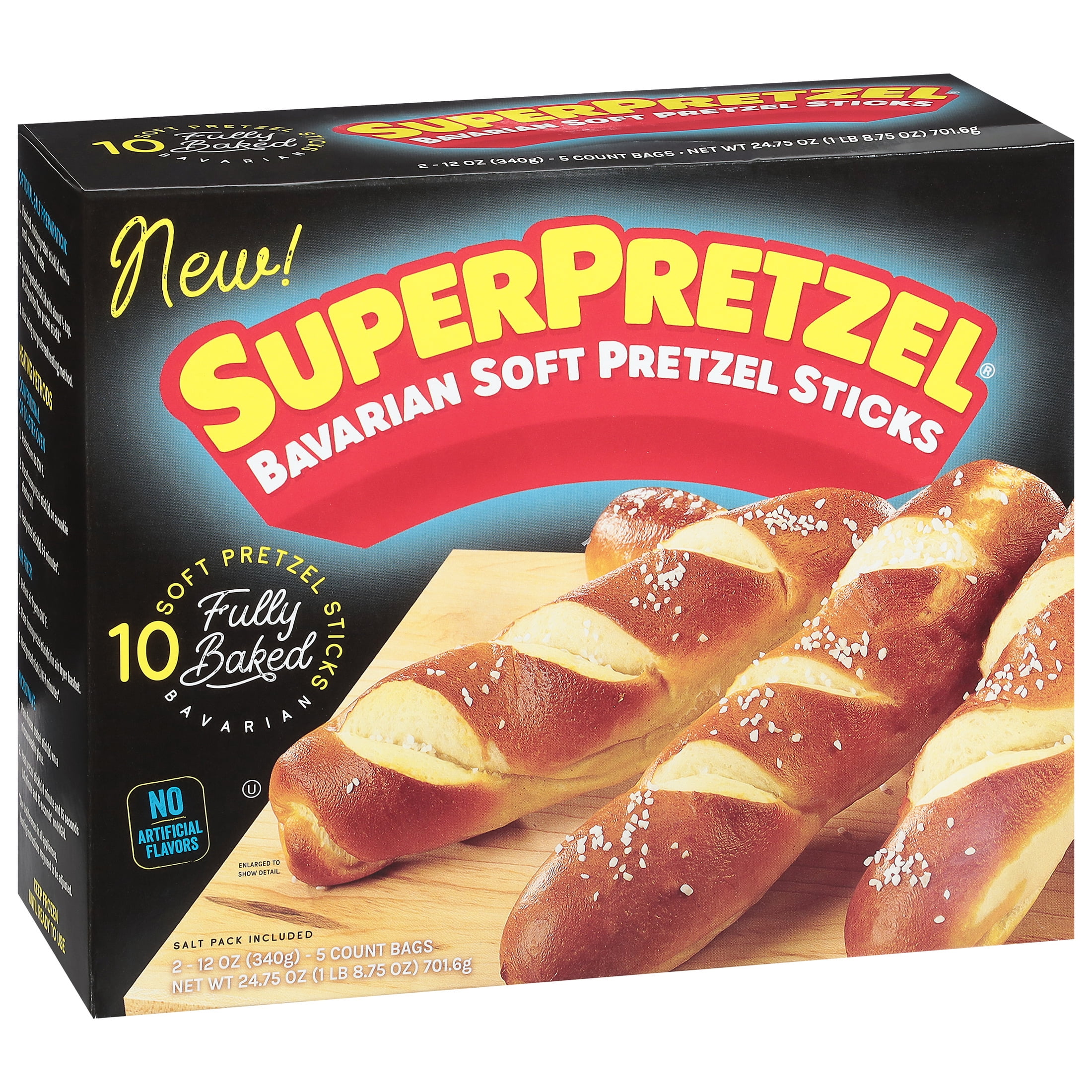 SUPERPRETZEL Bavarian Soft Pretzel Sticks, 24 oz, 10 Count (Frozen)