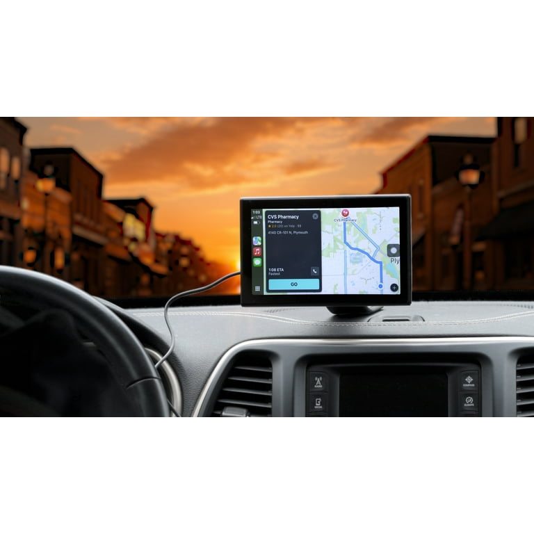 Écran CarPlay Android Auto Sans Fil 9 Pouces - CarPlay & Auto Tactile IPS, GPS, Bluetooth, MirrorLink, FM, Caméra Recul