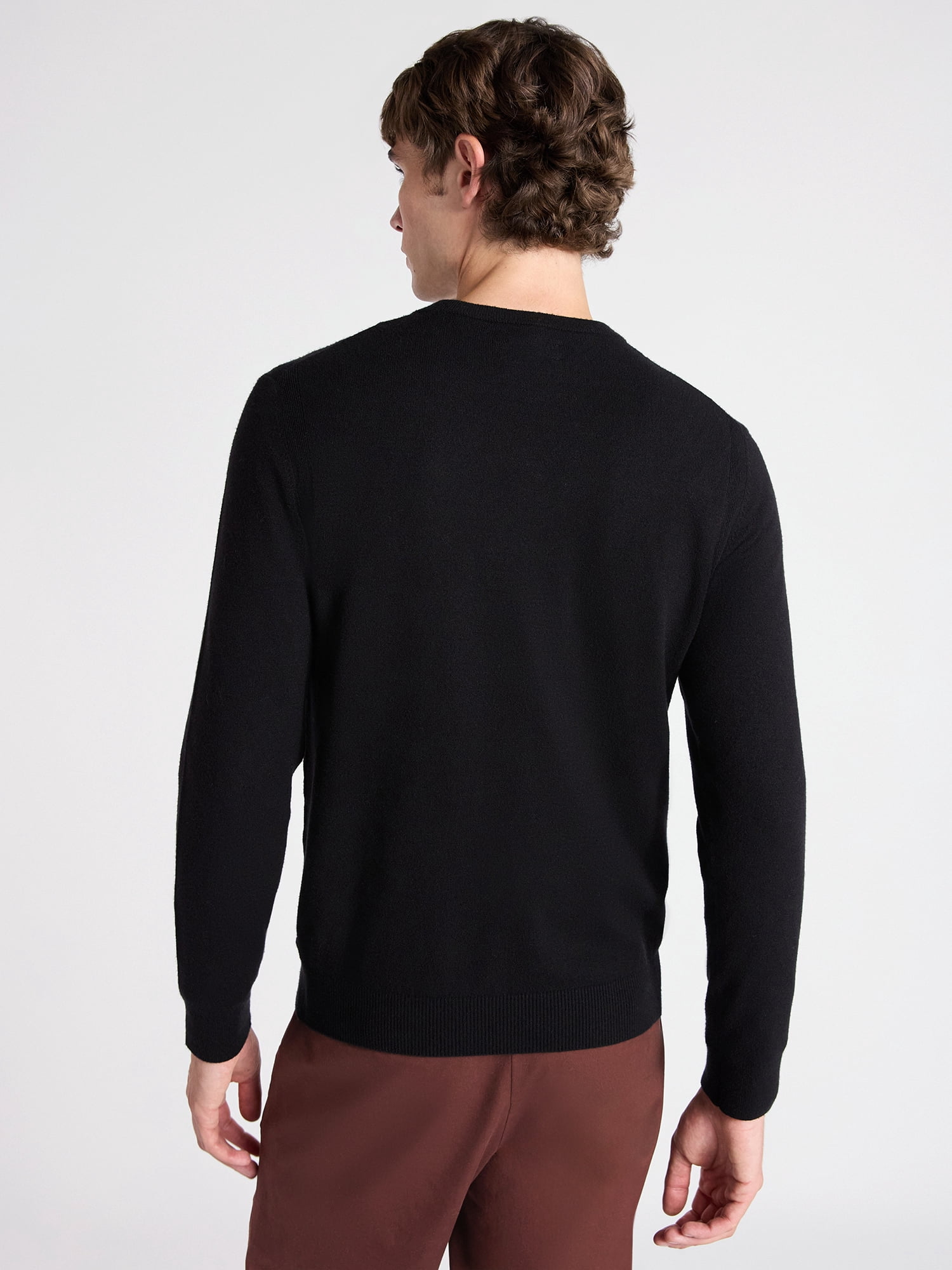 Free Assembly Men's Cozy Yarn Everyday Crewneck Sweater with Long Sleeves, Size XS-3XL