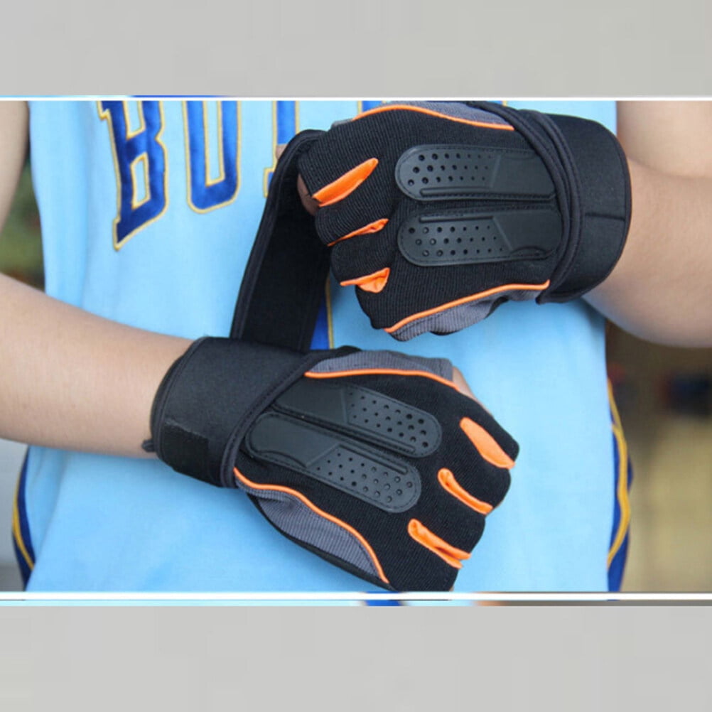 MLINS  Anti-slip Sports Gloves Orange for Palm Protective Pushing Miss