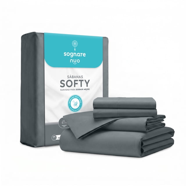 Juego De Sábanas Sognare Softy Extra Suaves Color Gris
