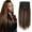 Light Auburn, variant on Kinky Yaki Straight Human Hair Extensions 14 inch Full Head Clip ins for Women 100% Unprocessed Brazilian Virgin Hair Natural Black