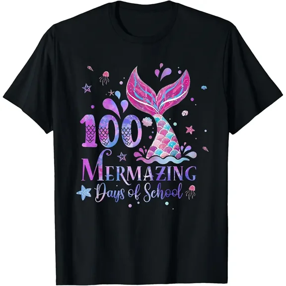 100 Mermazing Days of School Mermaid 100th Day Girls Kids T-Shirt